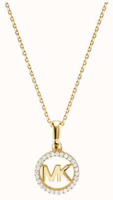 Michael Kors Gold-Plated Sterling Silver Necklace MK Cubic Zirconia Pendant MKC1108AN710