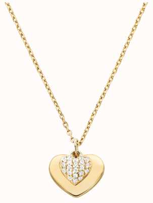 Michael Kors Gold-Plated Sterling Silver Necklace Crystal-Set Heart Pendant MKC1120AN710