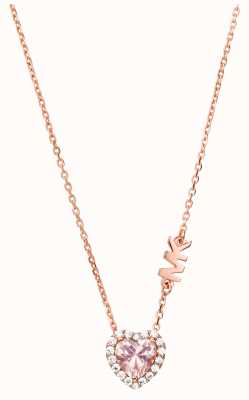 Michael Kors Heart Crystal Set MK Rose Gold-Plated Necklace MKC1520A2791