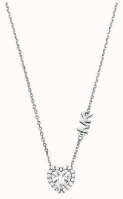 Michael Kors Heart Crystal Set MK Rhodium-Plated Necklace MKC1520AN040