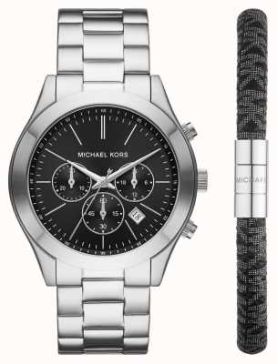 Michael Kors Men's Chronograph Watch and Black Bracelet Set MK1056SET