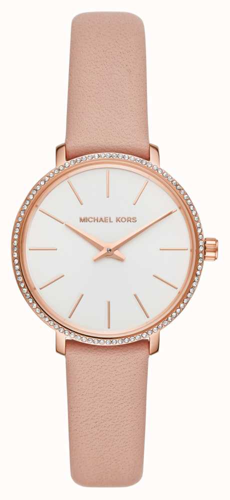 Michael Kors Women's Pyper Pink Leather Strap Crystal Set Bezel MK2803 -  First Class Watches™ IRL