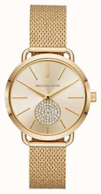Michael Kors Portia Gold-Toned Stainless Steel Watch Crystal Set Dial MK3844