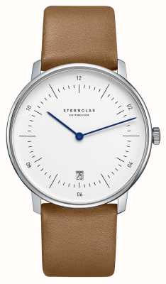 STERNGLAS Naos Automatic (38mm) White Dial / Tan-Brown Leather S02-NA01-PR01