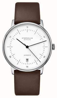 STERNGLAS Naos Automatic (38mm) White Dial / Brown Leather S02-NA01-PR04