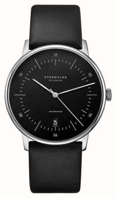 STERNGLAS Naos Automatic (38mm) Black Dial / Black Leather S02-NA03-PR07