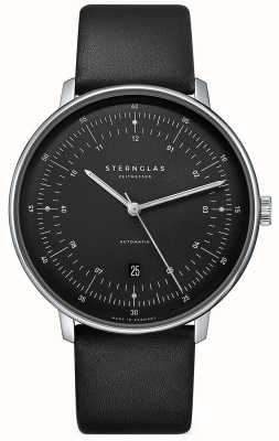 STERNGLAS Hamburg Automatic (42mm) Black Dial / Black Leather S02-HH11-PR07