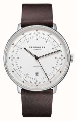 STERNGLAS Hamburg Automatic (42mm) White Dial / Brown Leather S02-HH10-VI11