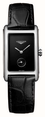LONGINES DolceVita Black Dial Black Leather Strap Watch L55124502