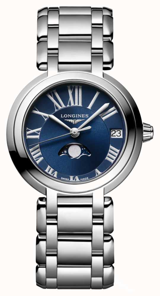 LONGINES PrimaLuna Blue Moonphase Dial Stainless Steel Bracelet