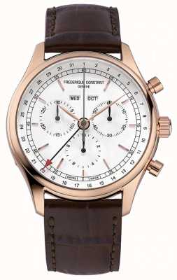 Frederique Constant Classic Chronograph | White Dial | Brown Leather Strap FC-296SW5B4
