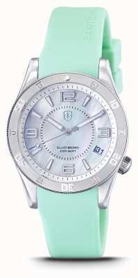 Elliot Brown Bloxworth Hali Mother of Pearl Dial / Mint Green Rubber 929-203-R46