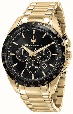 Maserati Men's Traguardo | Black Chronograph Dial | Gold Stainless Steel Bracelet R8873612041