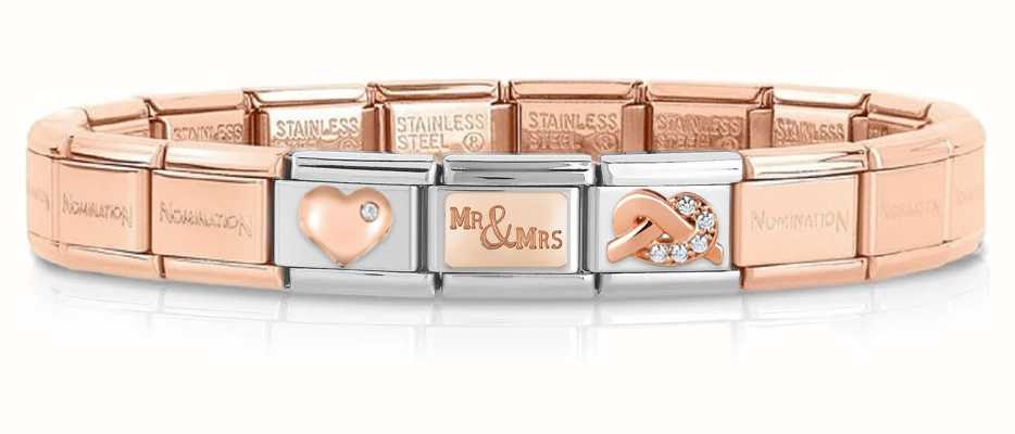 mayor Usual Relacionado Nomination Composable MR & MRS Rose-Gold Bracelet (3 Links + Stainless  Steel MR&MRS-NOM - First Class Watches™ IRL