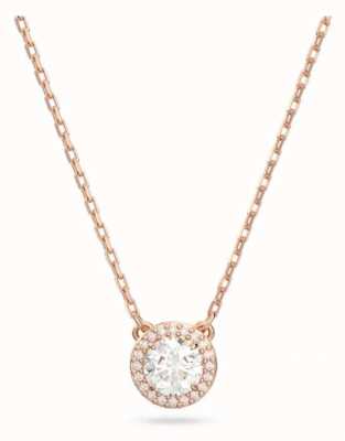 Swarovski Constella Round Pendant Necklace Rose Gold-Tone Plated White Crystals 5636272