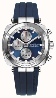 Herbelin Newport Heritage Chronograph (42mm) Blue Dial / Blue Rubber 35664AP25CB