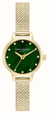 Olivia Burton Classic Mini Dial Green Mother Of Pearl & Gold Mesh Watch OB16MN12
