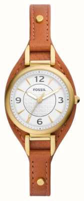 Fossil Women's Carlie | White Dial | Brown Eco-Leather Strap ES5215