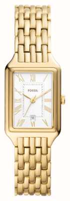 Fossil Women's Raquel | White Rectangular Dial | Gold Stainless Steel Bracelet ES5220