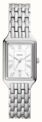 Fossil Women's Raquel | White Rectangular Dial | Stainless Steel Bracelet ES5221
