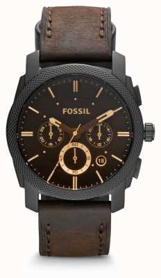 Fossil Men's Machine | Black Chronograph Dial | Brown Leather Strap FS4656