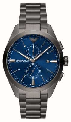 Emporio Armani Men's | Blue Chronograph Dial | Gunmetal Stainless Steel Bracelet AR11481