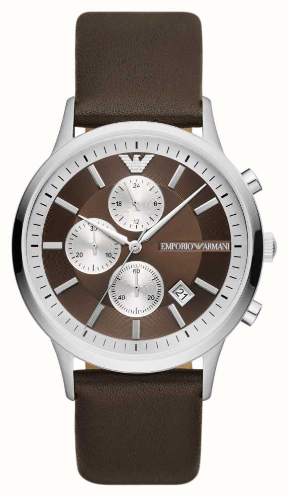 Emporio Armani Men's Chronograph Brown Leather Strap Watch AR11490 - First  Class Watches™ IRL