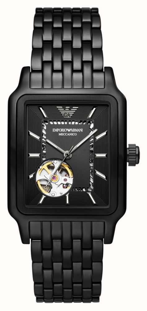 Emporio Armani Men's Rectangular Open Heart Dial Black PVD Watch AR60058 -  First Class Watches™ IRL