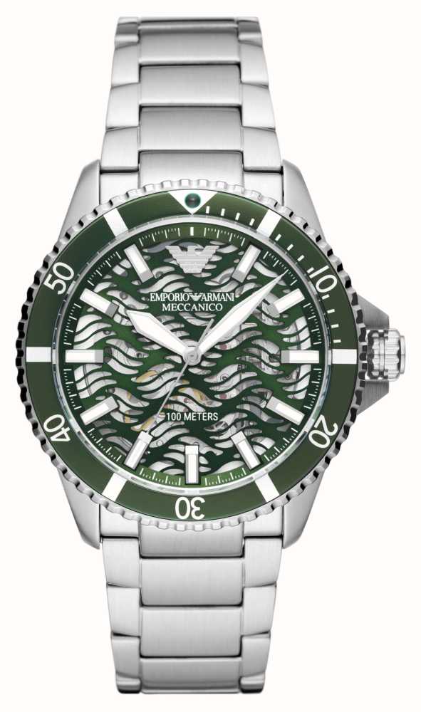 Emporio Armani Men's Green Skeleton Dial Green Bezel Watch AR60061 - First  Class Watches™ IRL