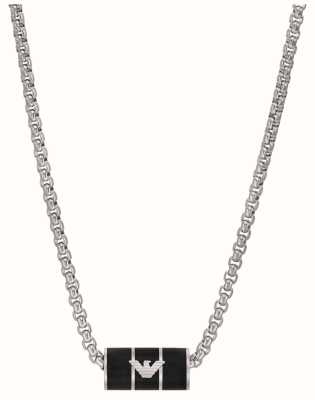 Emporio Armani Men's Stainless Steel Black and Steel Logo Necklace EGS2919040