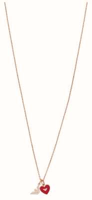 Emporio Armani Women's Rose Gold-Tone Crystal Set Logo and Heart Necklace EGS2957SET