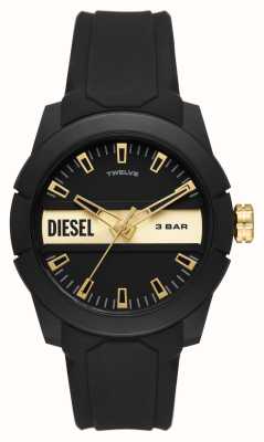 Diesel Double Up Black and Gold Dial | Black Rubber Strap DZ1997