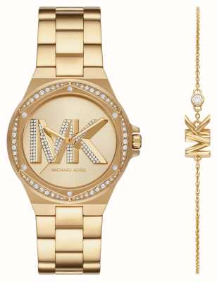 Michael Kors Lennox Gold MK Dial Gold Strap Matching Bracelet MK1062SET