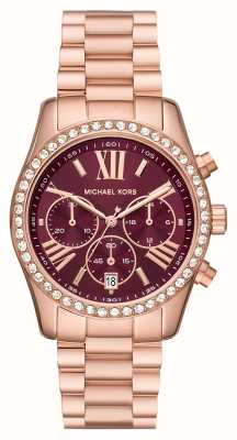 Michael Kors Lexington Rose-Gold Toned Burgundy Dial Watch MK7275