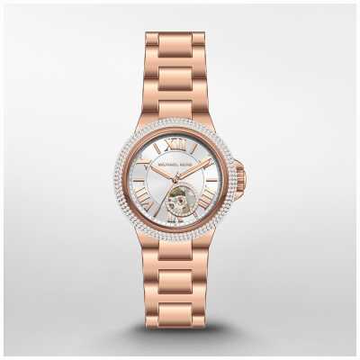 Michael Kors Camille Silver Dial Rose Gold Bracelet Automatic Watch MK9051