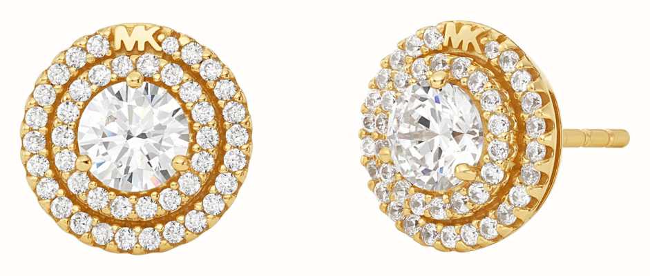 Michael Kors Brilliance Stud Earrings | Gold Plated Sterling Silver | Crystal Set MKC1588AN710