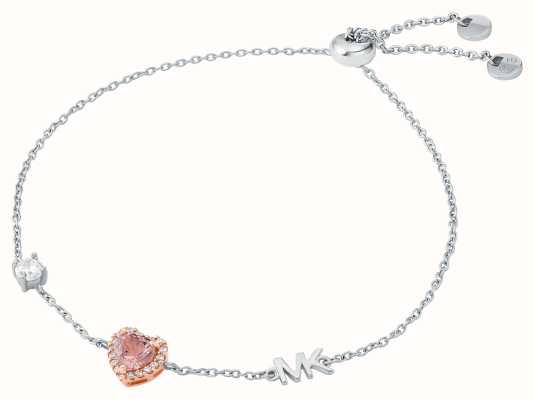 Michael Kors Sterling Silver Heart Shaped Crystal Bracelet MKC1592A2931