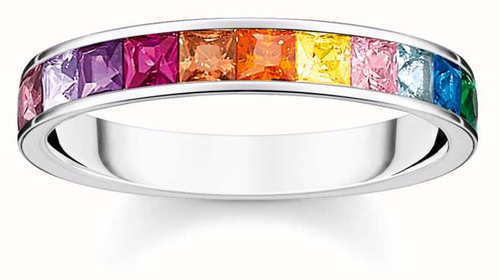 Thomas Sabo Rainbow Heritage | Sterling Silver | Rainbow Crystal Ring | Size 56 TR2403-477-7-56