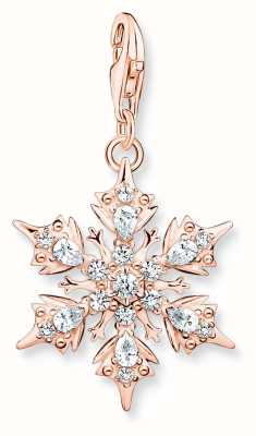 Thomas Sabo Snowflake Charm | Rose Gold Plated Sterling Silver | Crystal Set 1903-416-14