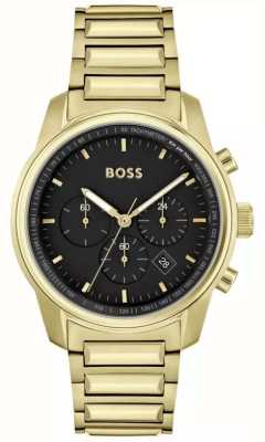 BOSS Men's Trace | Black Chronograph Dial | Gold Stainless Steel Bracelet 1514006