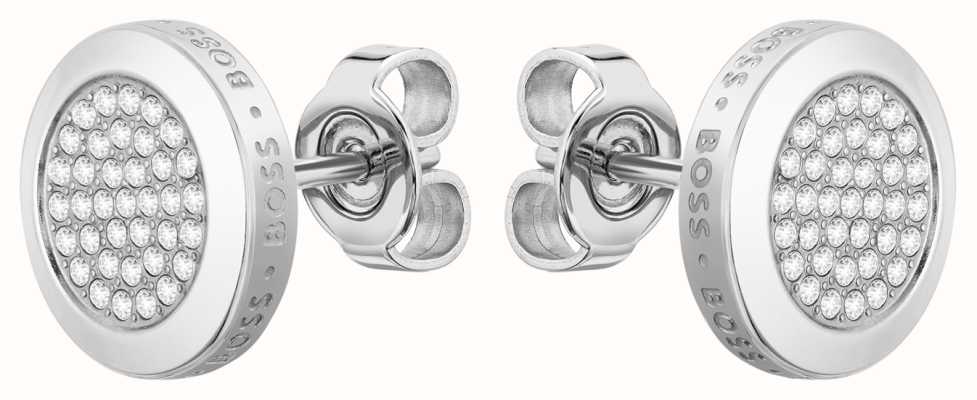 BOSS Jewellery Women's Crystal Set Stainless Steel Circular Stud Earrings 1580296