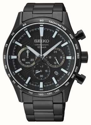 Seiko Mens Chronograph Black Quartz Watch SSB415P1