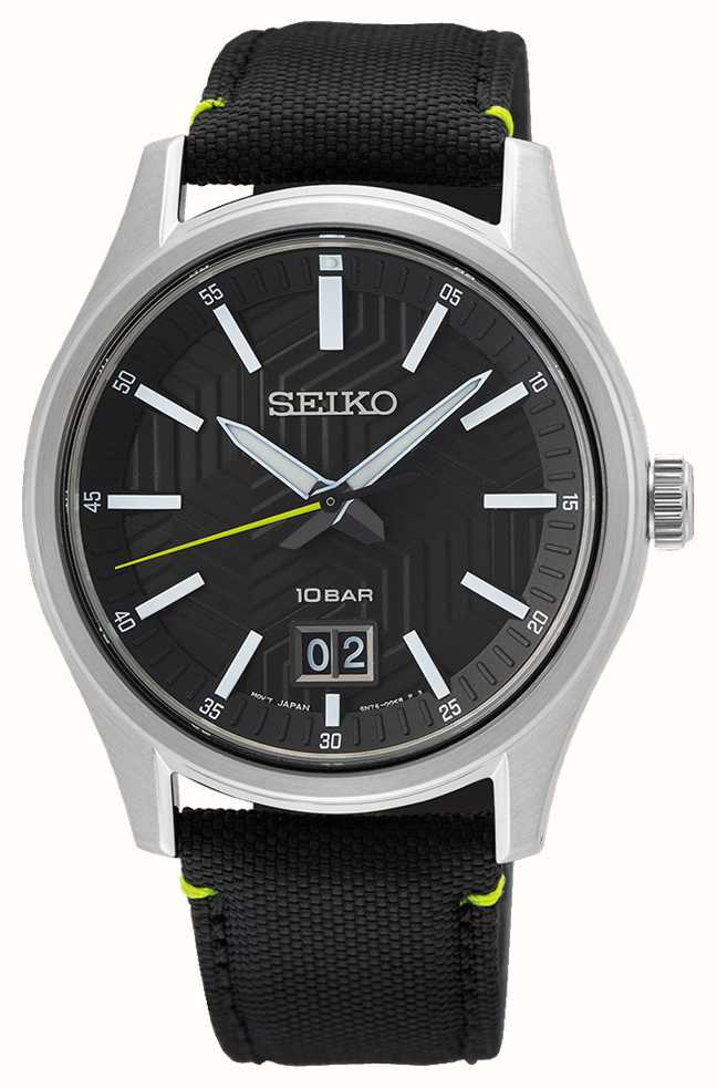Seiko Mens Black Dial Green Second Hand SUR517P1 - First Class Watches™ IRL