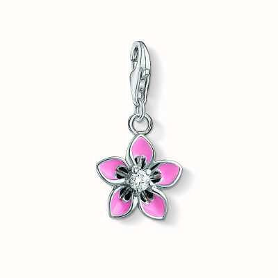 Thomas Sabo Flower Charm Pink 925 Sterling Silver Cold Enamel/ Zirconia 1354-041-9