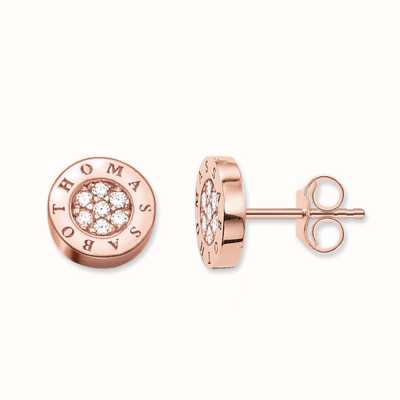 Thomas Sabo Earstuds White 925 Sterling Silver Gold Plated Rose Gold/ Zirconia H1820-416-14