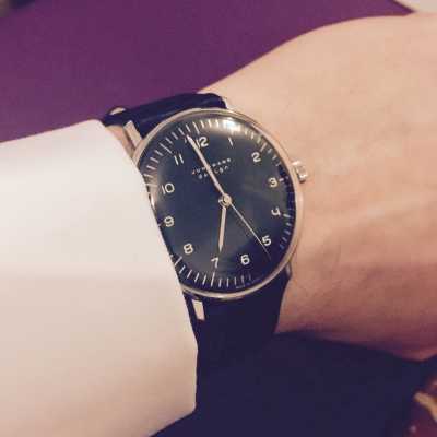 Junghans Max Bill Hand winding Black Leather Strap 027 3702.04